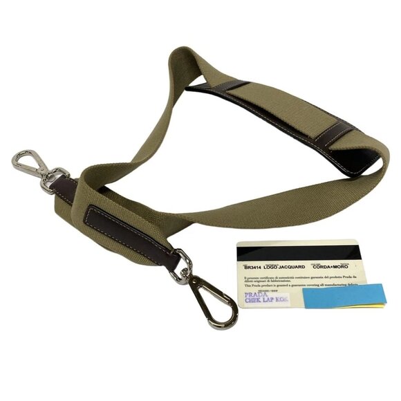 PRADA Logo Jacquard Beige Dark Brown Jacquard Leather Tote Bag 656-042725 - Picture 14 of 14